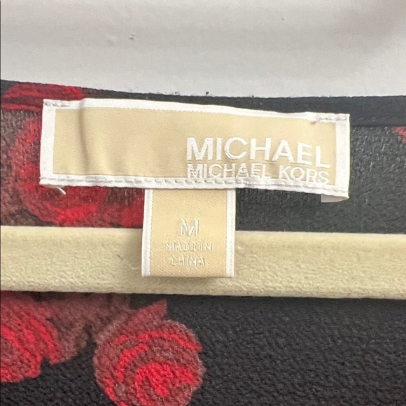 Michael Kors Black With Red Roses Floral Blouse - Picture 2 of 6